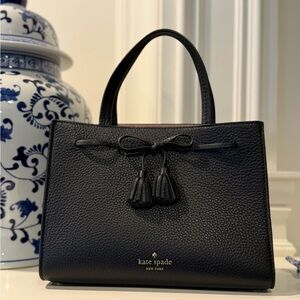 Hayes Street Sam Satchel Bag | Small Black Pebbled Leather Bag